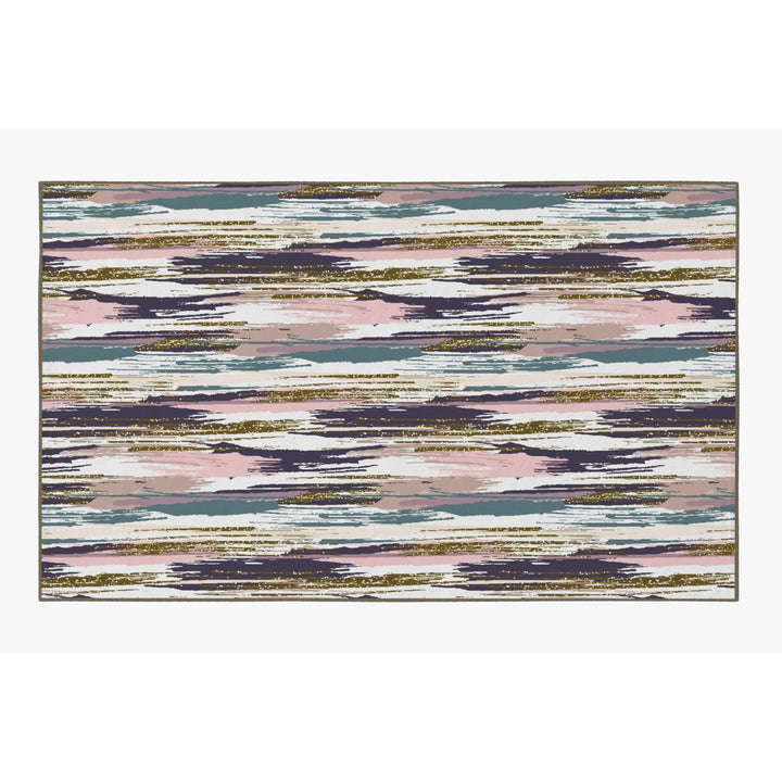 Deerlux Modern Living Room Area Rug with Nonslip Backing, Abstract Brushstrokes and Glitter Pattern Image 3