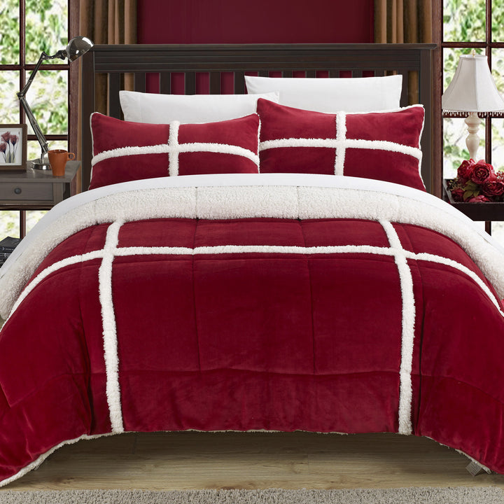 Chloe 3 or 2 Piece Comforter Set Ultra Plush Micro Mink Sherpa Lined Bedding  Decorative Pillow Shams Included Image 6