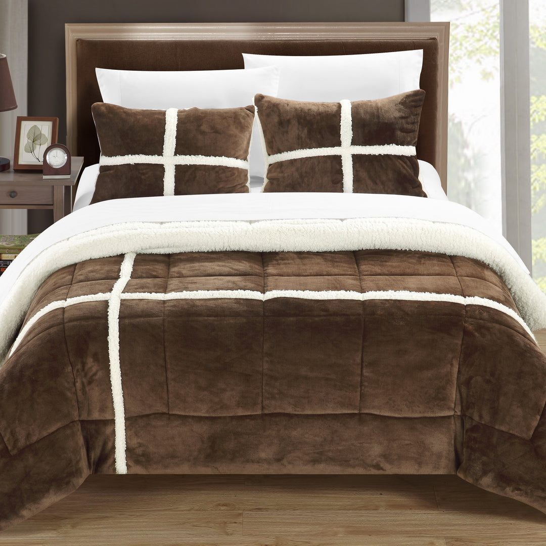 Chloe 3 or 2 Piece Comforter Set Ultra Plush Micro Mink Sherpa Lined Bedding  Decorative Pillow Shams Included Image 8