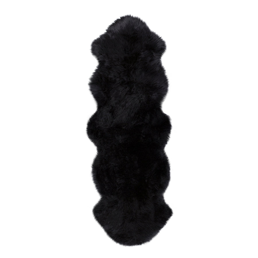 100%  ZEALAND SHEEPSKIN DOUBLE Aprox 2X6 BLACK Image 1