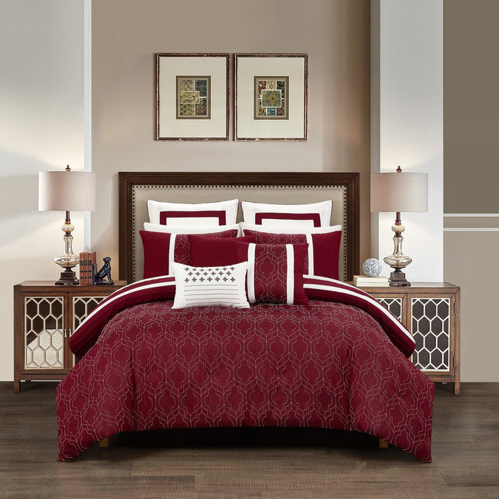 Arlow 8 Piece Comforter Set Jacquard Geometric Quilted Pattern Design Bedding Image 3