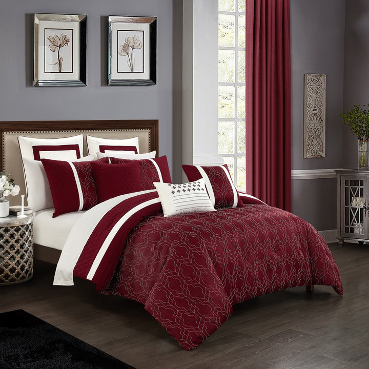 Arlow 8 Piece Comforter Set Jacquard Geometric Quilted Pattern Design Bedding Image 4