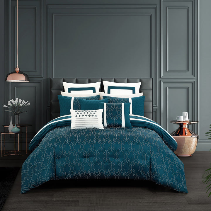Arlow 8 Piece Comforter Set Jacquard Geometric Quilted Pattern Design Bedding Image 7