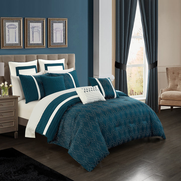 Arlow 8 Piece Comforter Set Jacquard Geometric Quilted Pattern Design Bedding Image 8