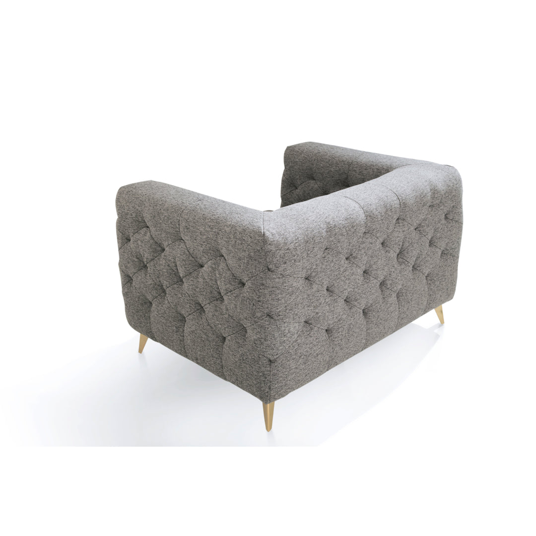 Lettie Accent Club Chair Linen Textured Upholstery Plush Tufted Shelter Arm Solid Gold Tone Metal Legs Image 8