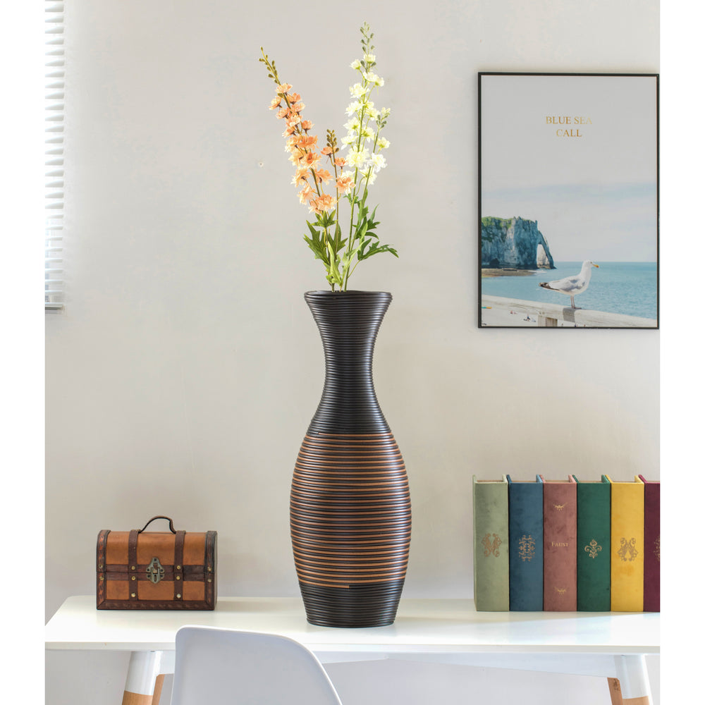 Tall Designer Floor Vase, large vase for  floor, Artificial Rattan Floor Vase, Brown Floor Vase for Living Room or Image 2