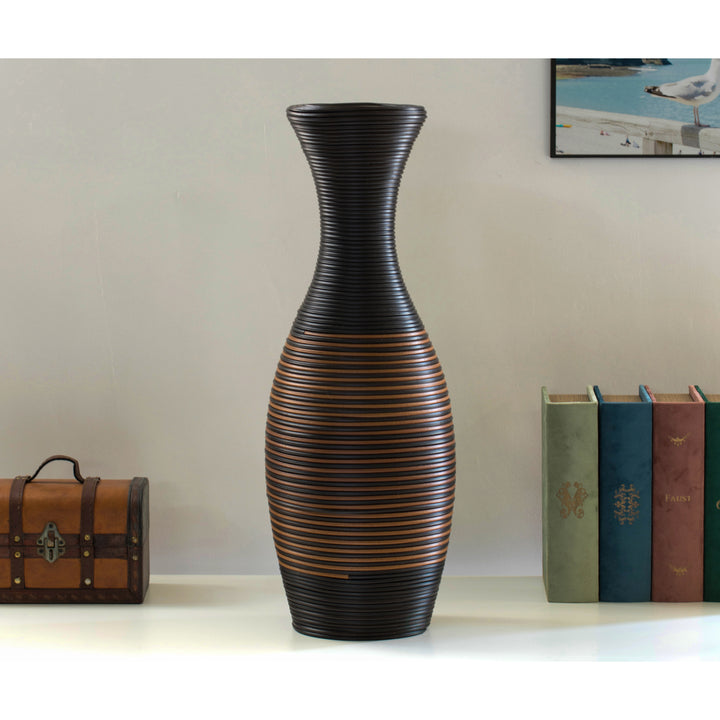 Tall Designer Floor Vase, large vase for  floor, Artificial Rattan Floor Vase, Brown Floor Vase for Living Room or Image 5