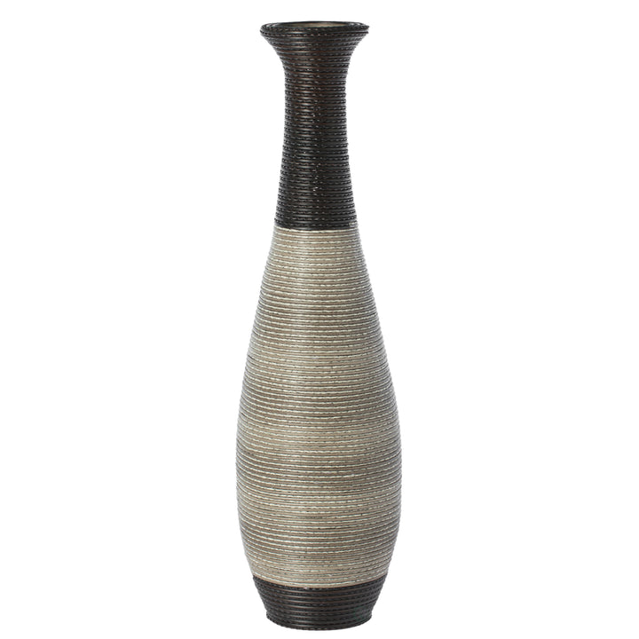 39-Inch Tall Standing Floor Vase - Durable Artificial Rattan - Elegant Two-Tone Dark Brown Finish - Ideal Decor Accent Image 3