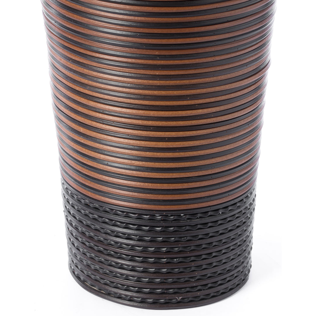 39-Inch Tall Standing Designer Floor Vase - Durable Artificial Rattan - Elegant Two-Tone Dark Brown Finish - Ideal Decor Image 7