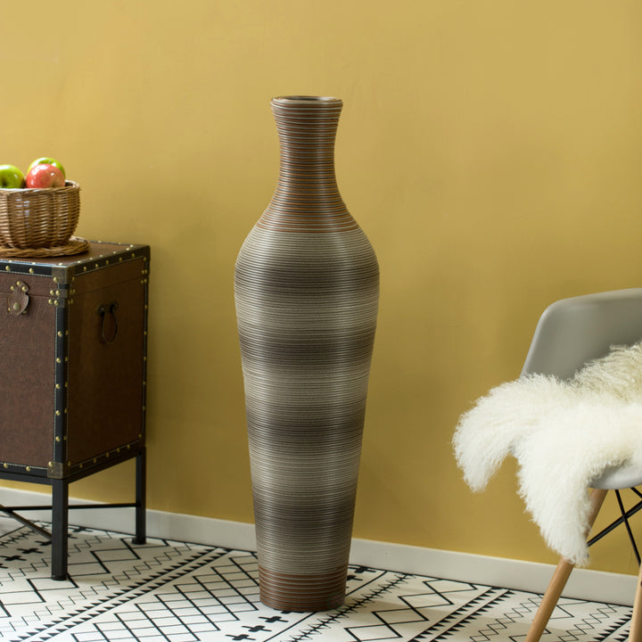 39-Inch-Tall Vase, Brown Decorative Floor Vase, Classic Neat Floor Vase Tall Freestanding Flower Holder, Artificial Image 5