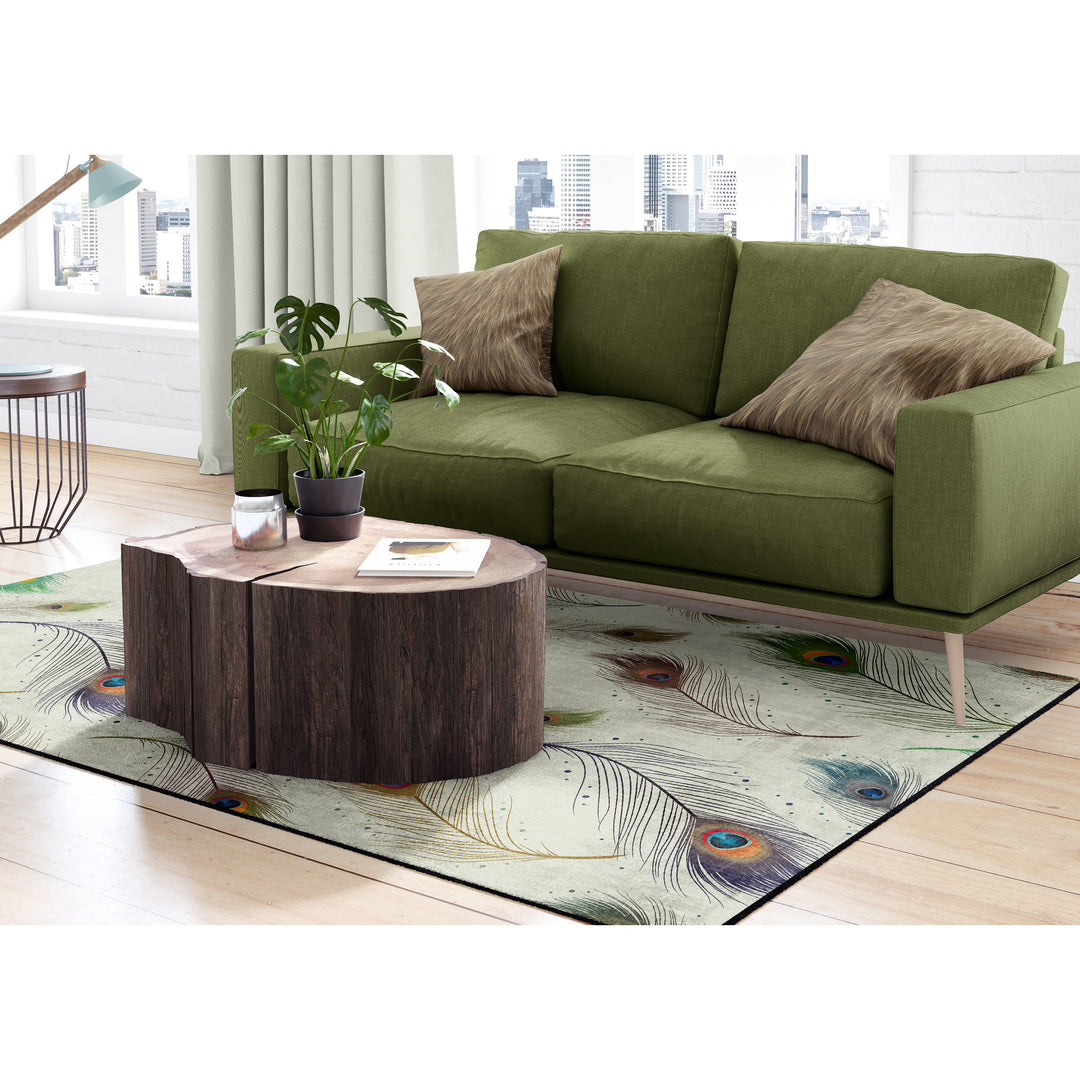 Deerlux Modern Animal Print Living Room Area Rug with Nonslip Backing, Peacock Pattern Image 3