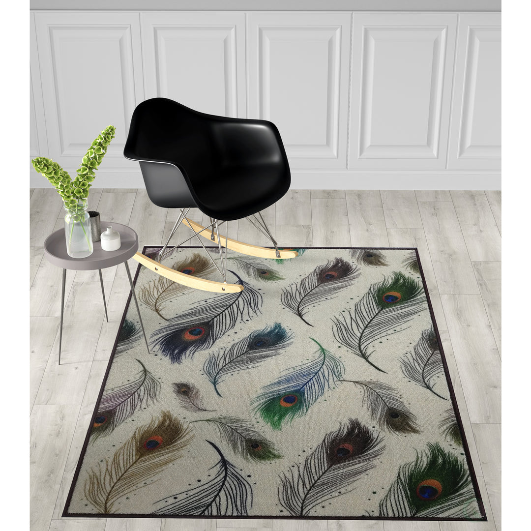 Deerlux Modern Animal Print Living Room Area Rug with Nonslip Backing, Peacock Pattern Image 4