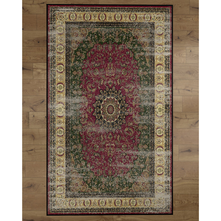 Deerlux Traditional Oriental Persian Style Living Room Area Rug with Nonslip Backing, Classic Pink Image 1