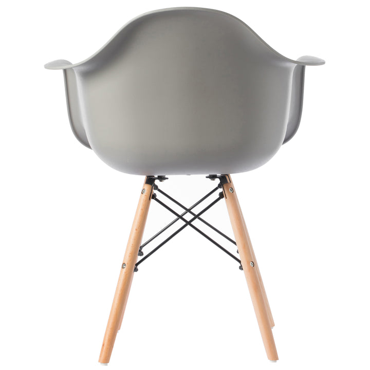 Mid-Century Modern Style Plastic DAW Shell Dining Arm Chair with Wooden Dowel Eiffel Legs Image 5
