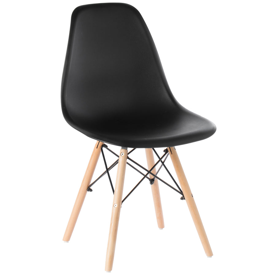 Mid-Century Modern Style Plastic DSW Shell Dining Chair with Solid Beech Wooden Dowel Eiffel Legs Image 1