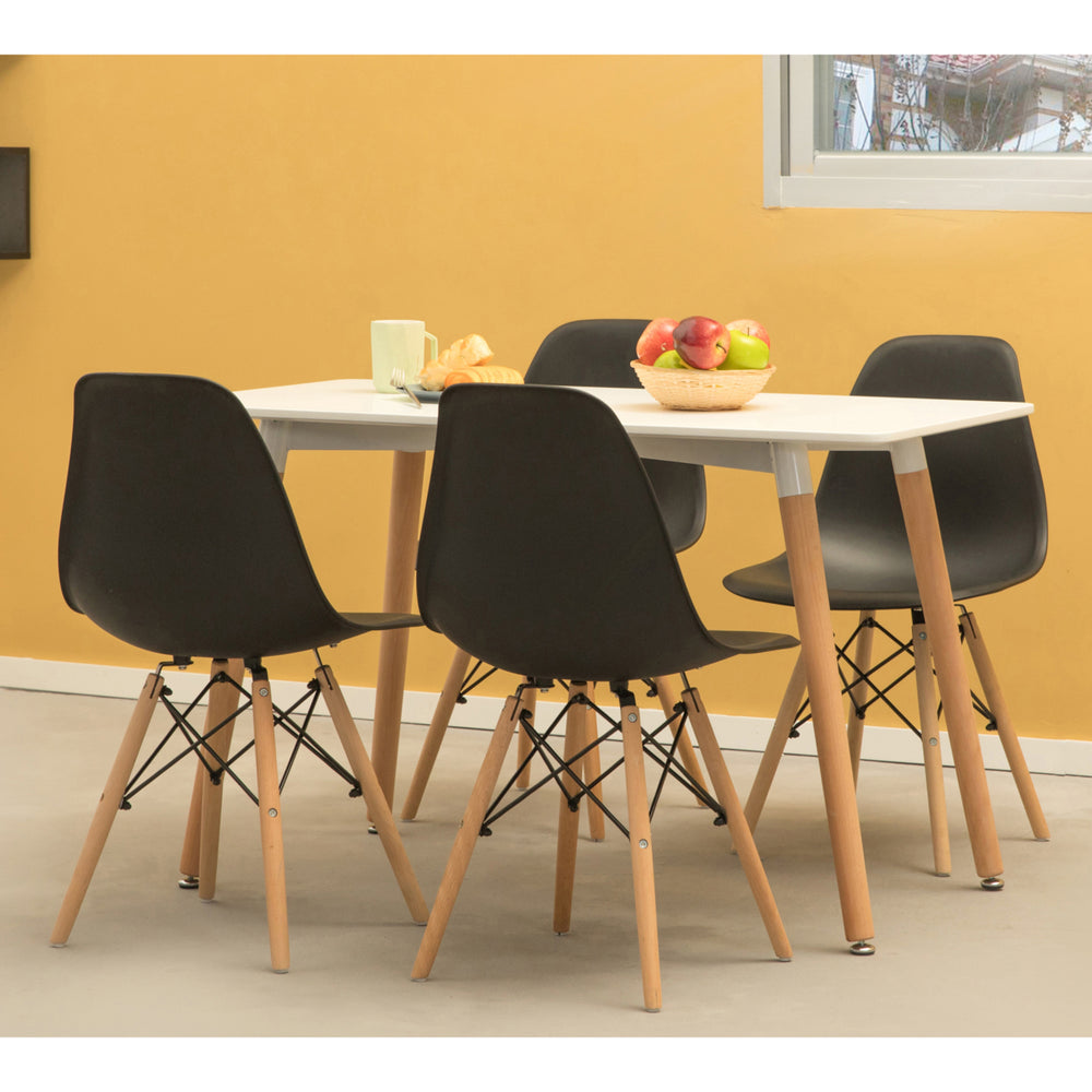 Mid-Century Modern Style Plastic DSW Shell Dining Chair with Solid Beech Wooden Dowel Eiffel Legs Image 2