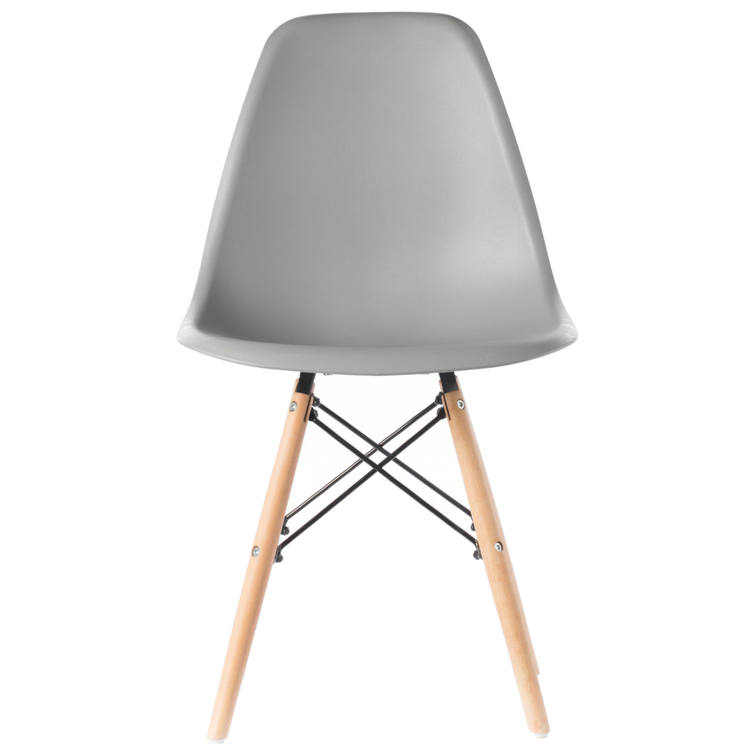 Mid-Century Modern Style Plastic DSW Shell Dining Chair with Solid Beech Wooden Dowel Eiffel Legs Image 4
