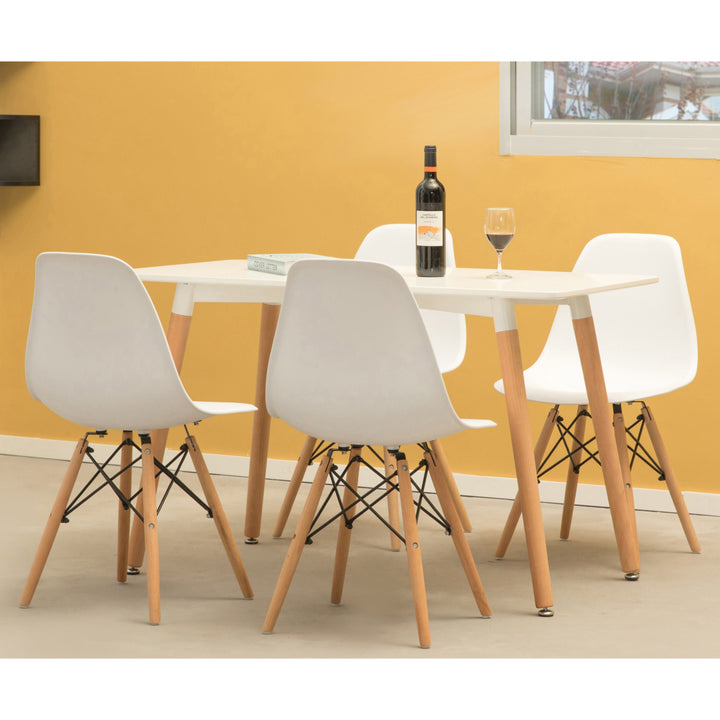 Mid-Century Modern Style Plastic DSW Shell Dining Chair with Solid Beech Wooden Dowel Eiffel Legs Image 6