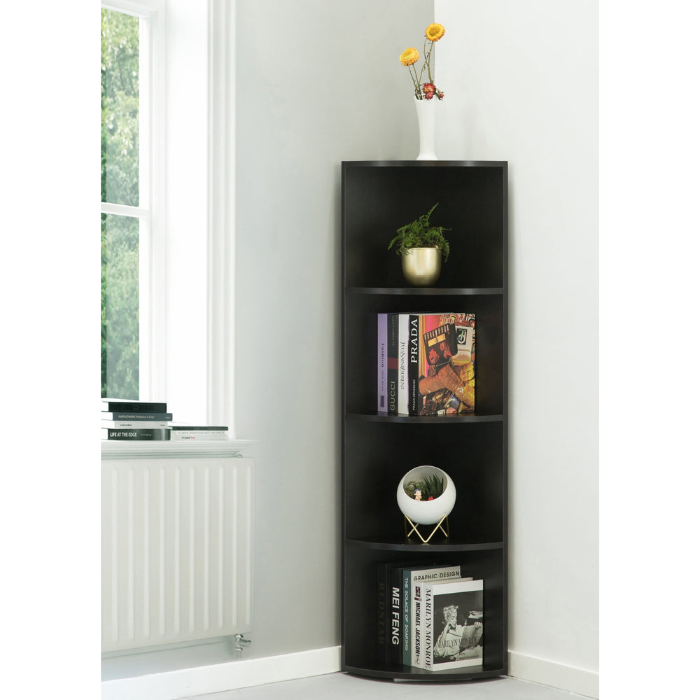 Durable 4-Tier Wooden Corner Bookshelf, Perfect for Tiny Home, Office Space, Living Room, Shelves for Bedroom, Image 2