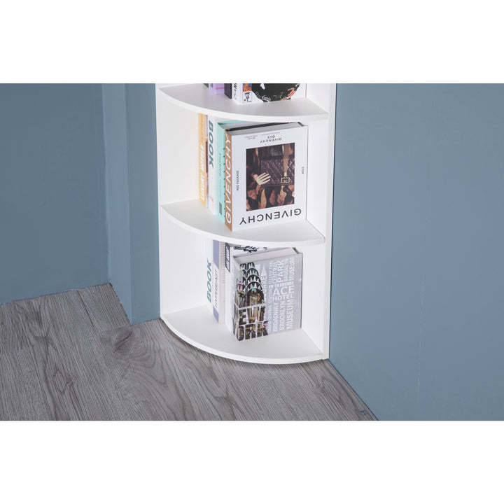 Durable 4-Tier Wooden Corner Bookshelf, Perfect for Tiny Home, Office Space, Living Room, Shelves for Bedroom, Image 7
