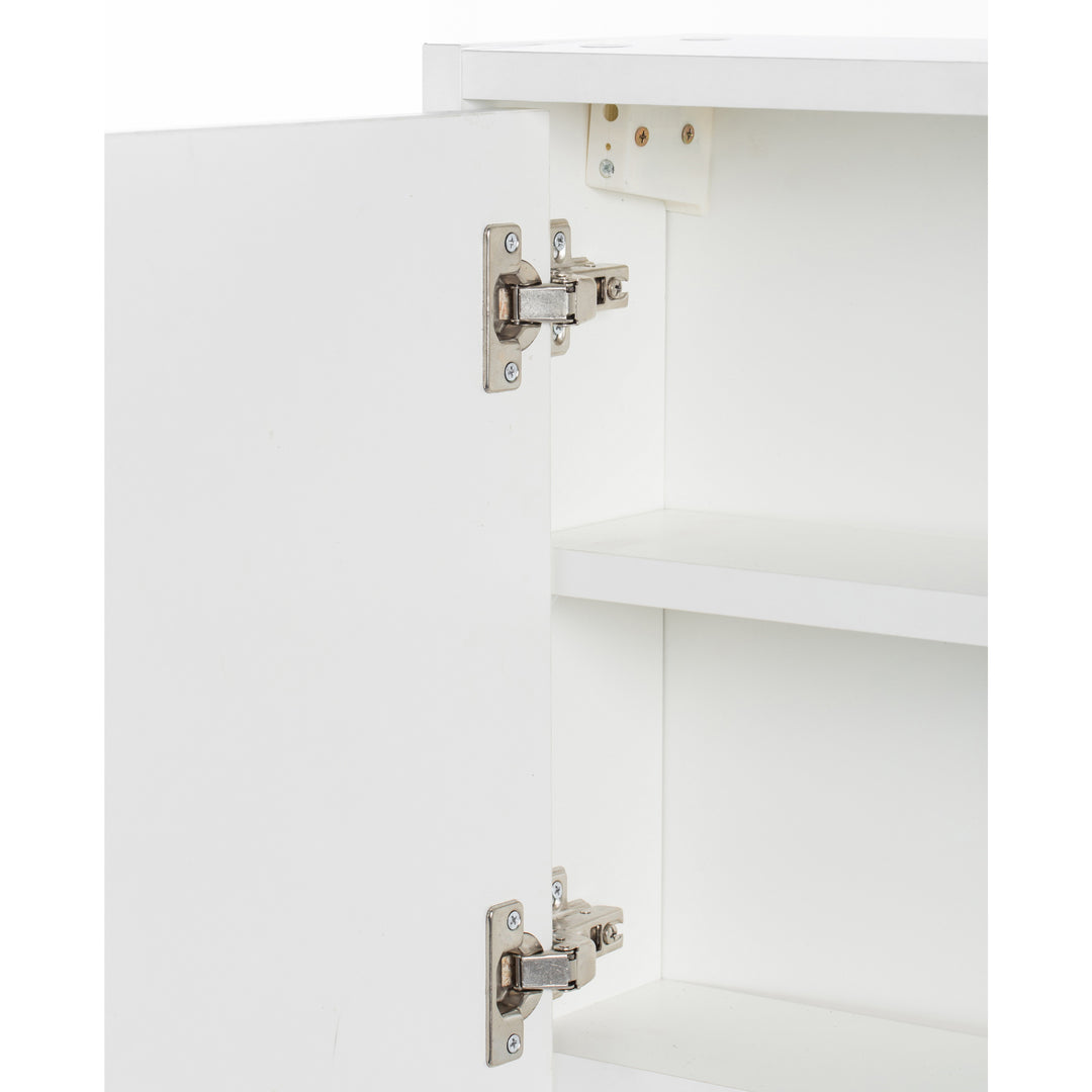 White Wall Mounted Bathroom Storage Cabinet, Mirrored Vanity Medicine Chest with 3 Shelves Image 4