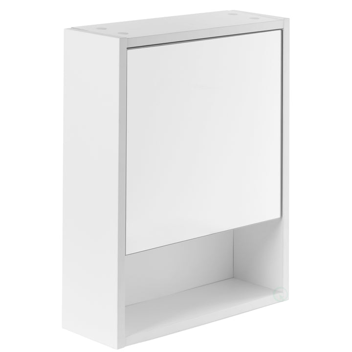 White Wall Mounted Bathroom Storage Cabinet, Mirrored Vanity Medicine Chest with 3 Shelves Image 5