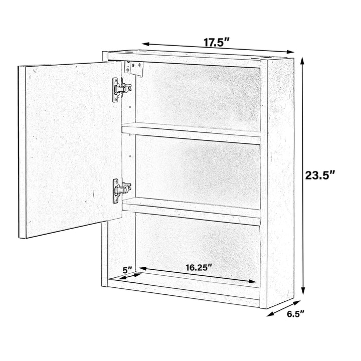 White Wall Mounted Bathroom Storage Cabinet, Mirrored Vanity Medicine Chest with 3 Shelves Image 6