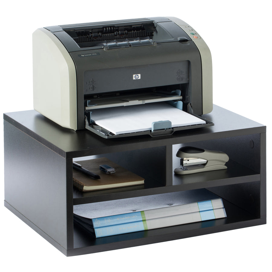 Printer Stand Shelf Wood Office Desktop Compartment Organizer Image 1