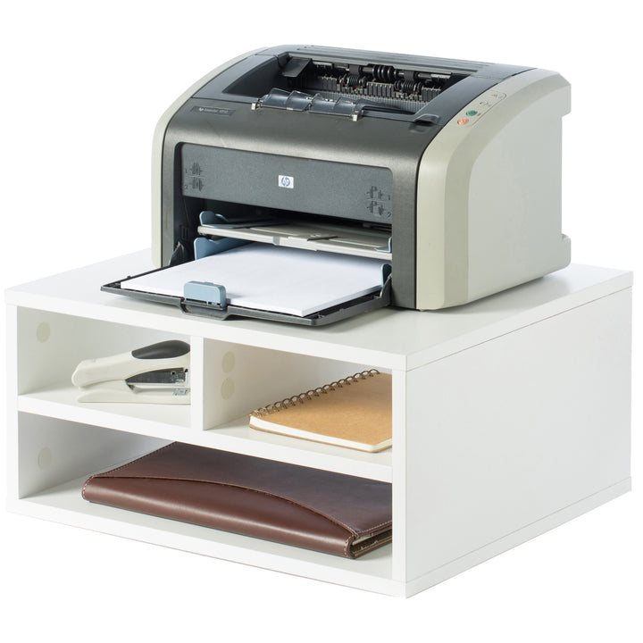 Printer Stand Shelf Wood Office Desktop Compartment Organizer Image 5