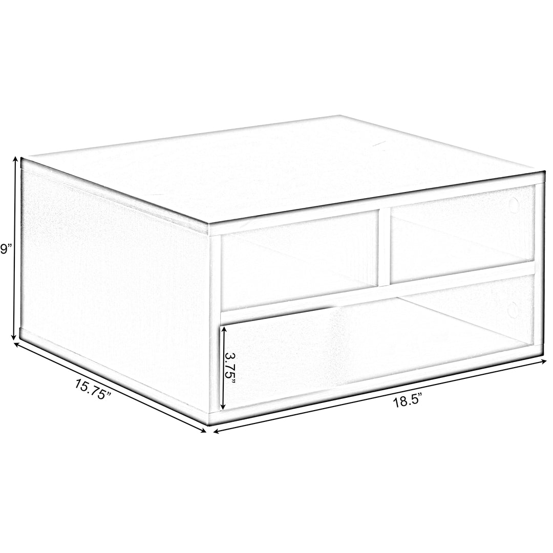 Printer Stand Shelf Wood Office Desktop Compartment Organizer Image 9