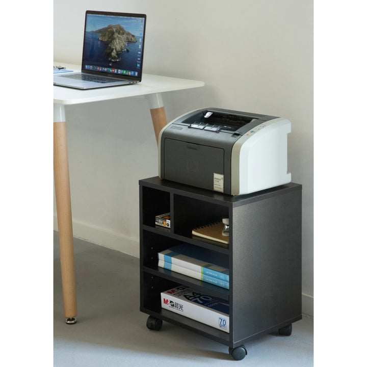 Wooden Office Storage Printer Stand with Wheels Image 3