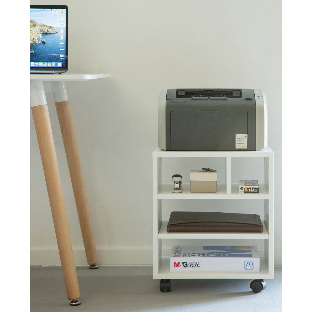 Wooden Office Storage Printer Stand with Wheels Image 7