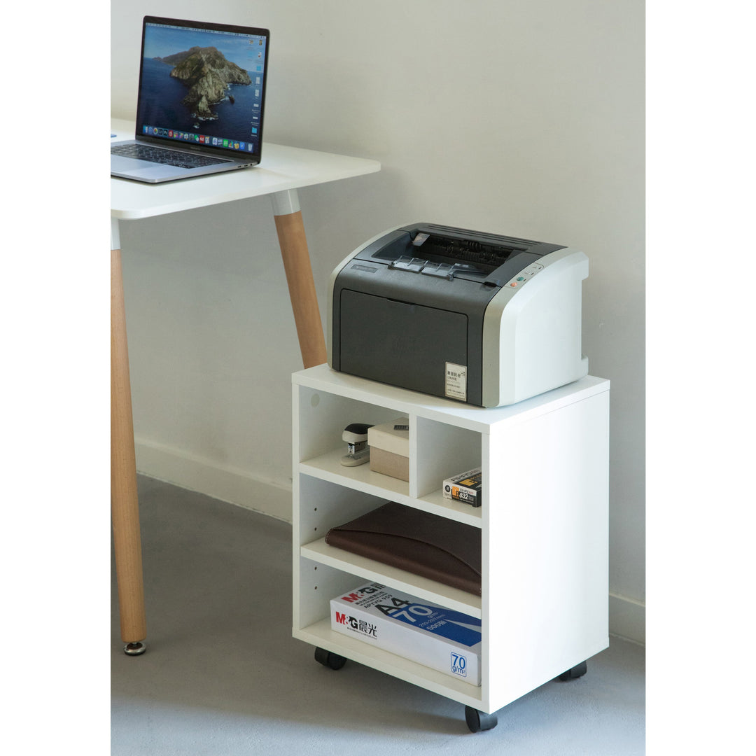 Wooden Office Storage Printer Stand with Wheels Image 8