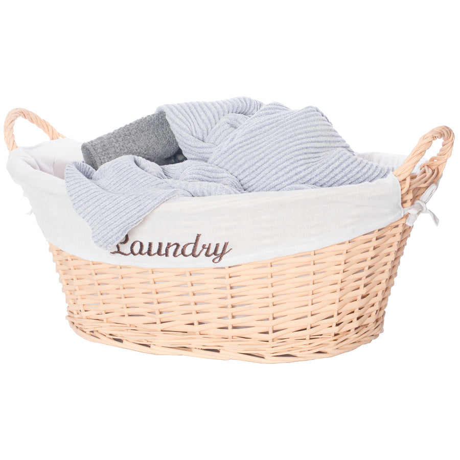 Willow Laundry Hamper Basket with Liner and Side Handles Image 1