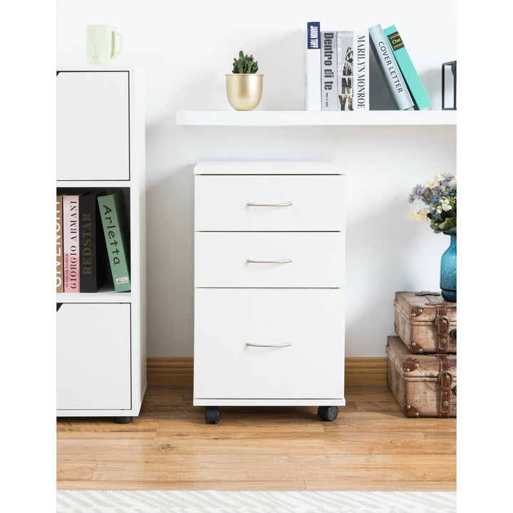 Office File Cabinet 3 Drawer Chest with Rolling Casters Image 8