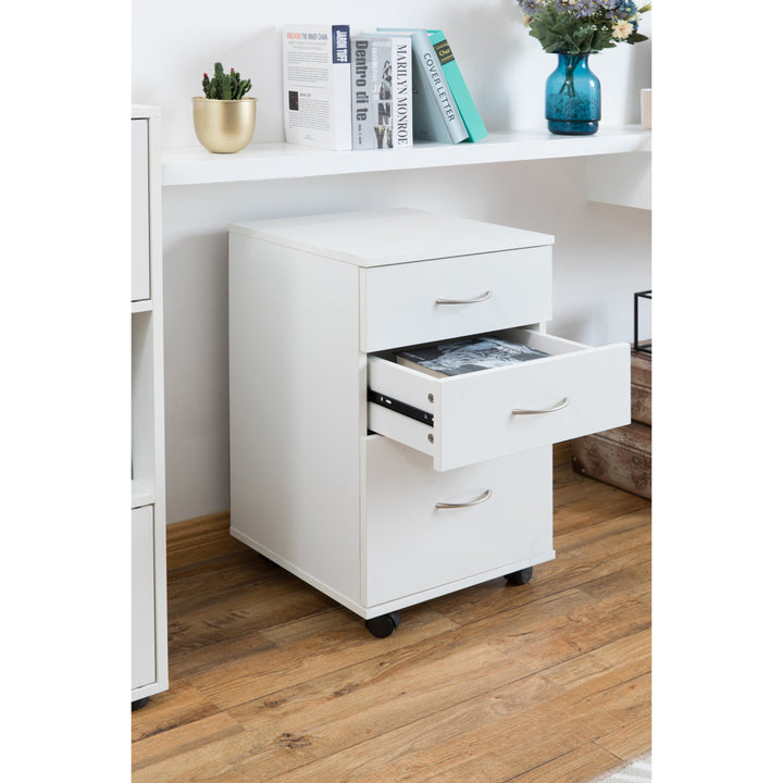 Office File Cabinet 3 Drawer Chest with Rolling Casters Image 9
