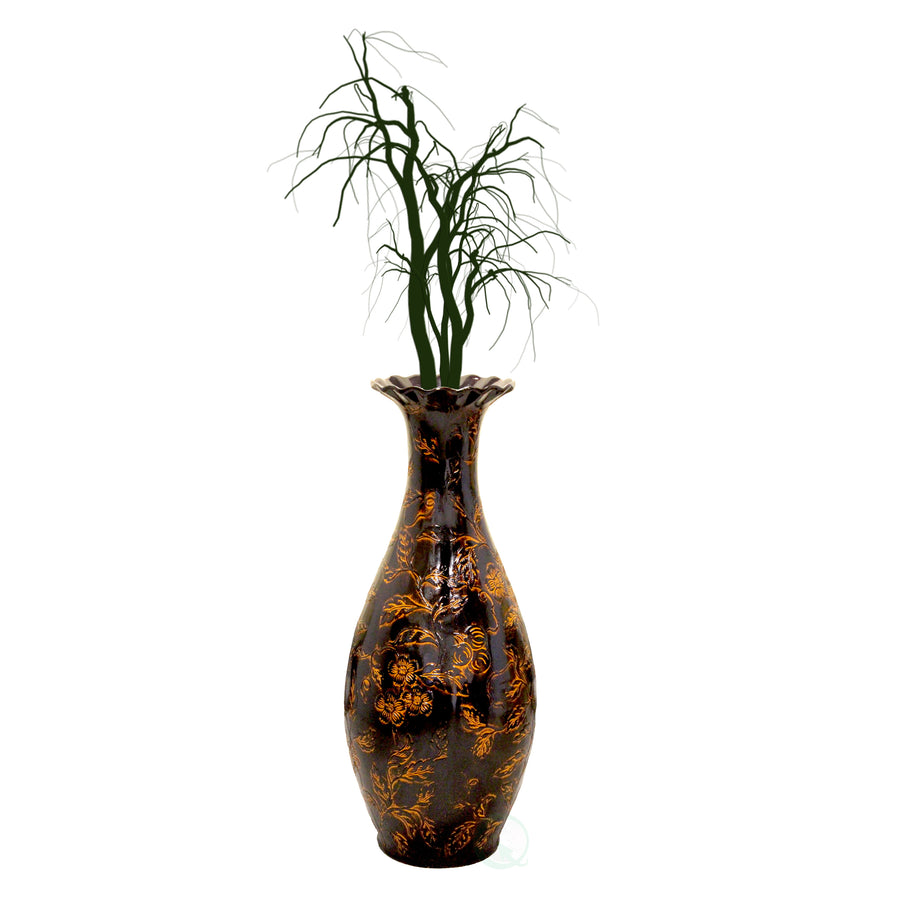 Tall Floor Vase, Traditional Brown home interior Vase, Ceramic Flower Holder Centerpiece for room decor, Livingroom Image 1