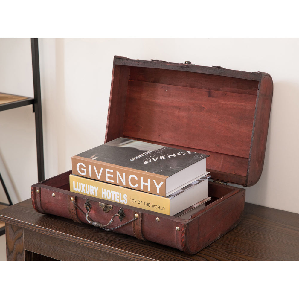Pirate Style Cherry Vintage Wooden Luggage with X Design Image 2