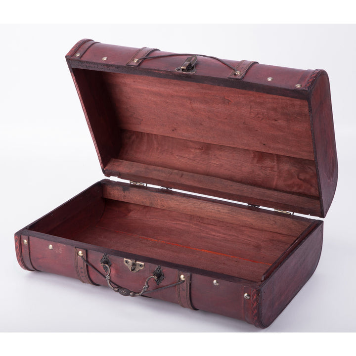Pirate Style Cherry Vintage Wooden Luggage with X Design Image 3