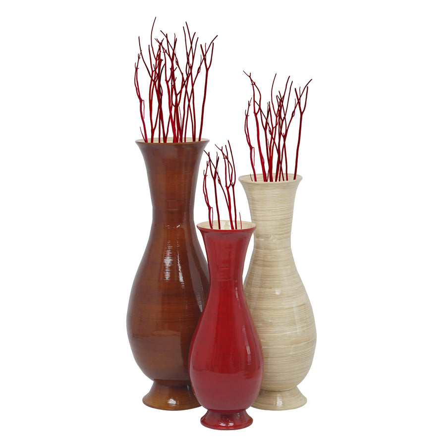 Tall Modern Decorative Floor Vase: Handmade, Natural Bamboo Finish, Contemporary Home Dcor, Handcrafted Bamboo, Elegant Image 1