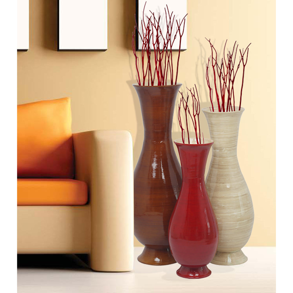 Tall Modern Decorative Floor Vase: Handmade, Natural Bamboo Finish, Contemporary Home Dcor, Handcrafted Bamboo, Elegant Image 2
