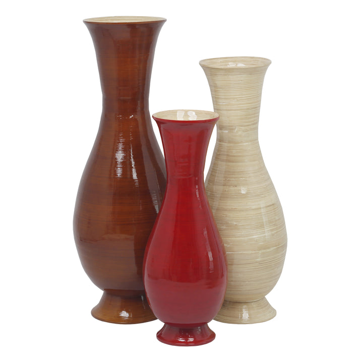 Tall Modern Decorative Floor Vase: Handmade, Natural Bamboo Finish, Contemporary Home Dcor, Handcrafted Bamboo, Elegant Image 3