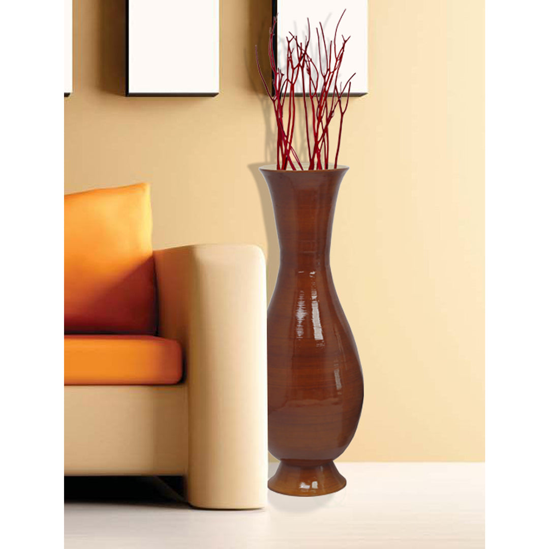 Tall Modern Decorative Floor Vase: Handmade, Natural Bamboo Finish, Contemporary Home Dcor, Handcrafted Bamboo, Elegant Image 7
