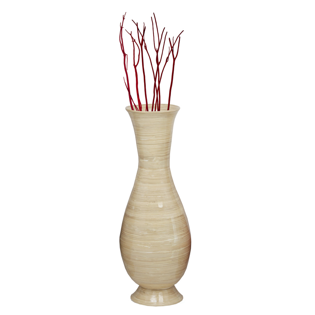 Tall Modern Decorative Floor Vase: Handmade, Natural Bamboo Finish, Contemporary Home Dcor, Handcrafted Bamboo, Elegant Image 8