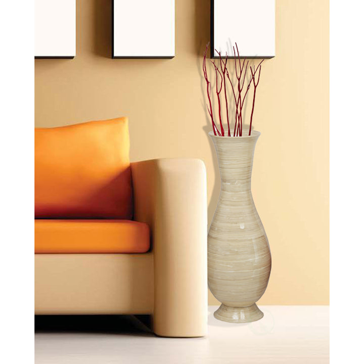 Tall Modern Decorative Floor Vase: Handmade, Natural Bamboo Finish, Contemporary Home Dcor, Handcrafted Bamboo, Elegant Image 9
