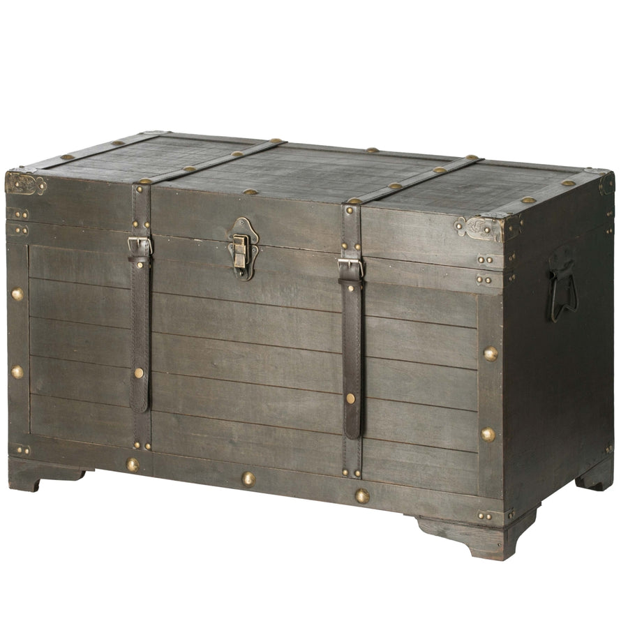 Brown Large Wooden Storage Trunk with Lockable Latch Image 1