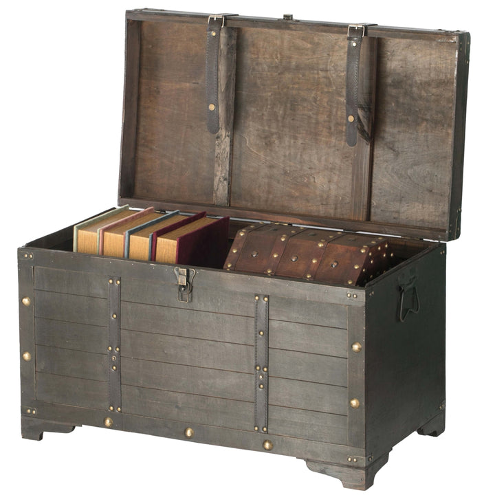 Brown Large Wooden Storage Trunk with Lockable Latch Image 3