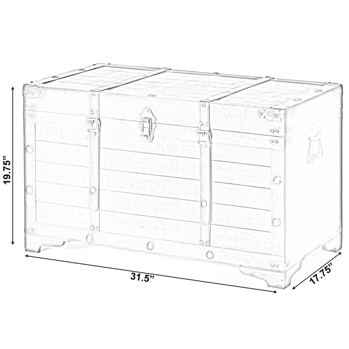 Brown Large Wooden Storage Trunk with Lockable Latch Image 5