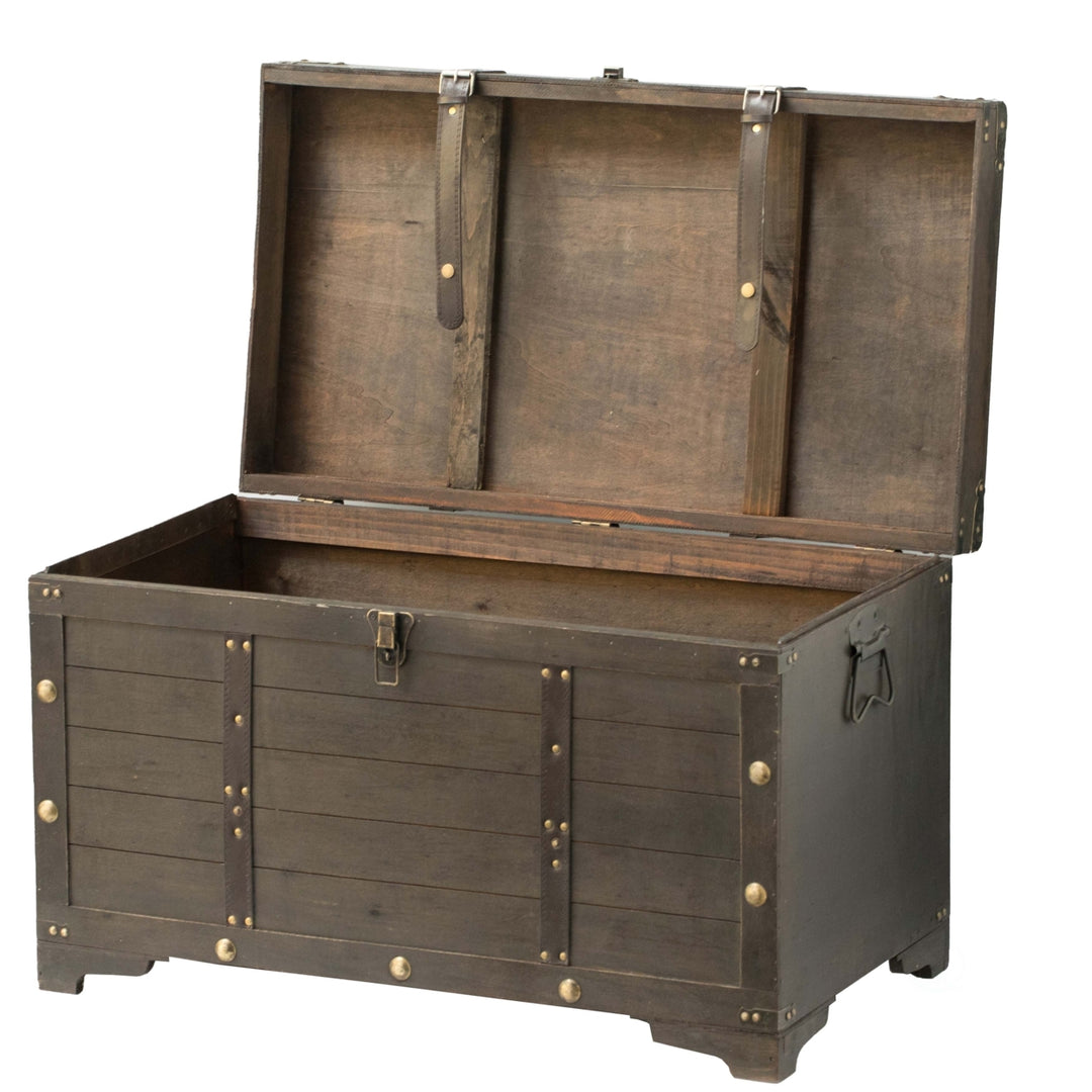 Brown Large Wooden Storage Trunk with Lockable Latch Image 6