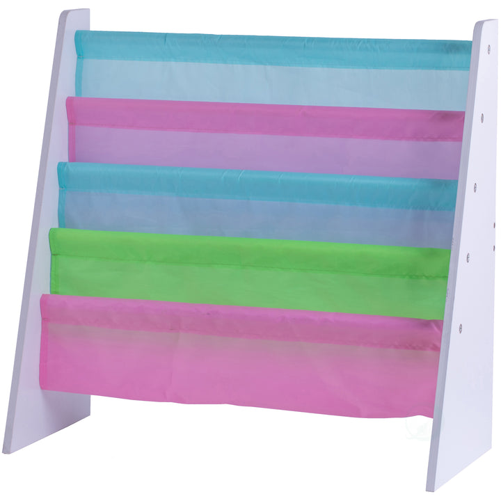 4 Tiered Colorful Lined Kids Sling Magazine Book Rack Image 3